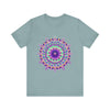 Vibrant purple t-shirt featuring a detailed psychedelic mandala design