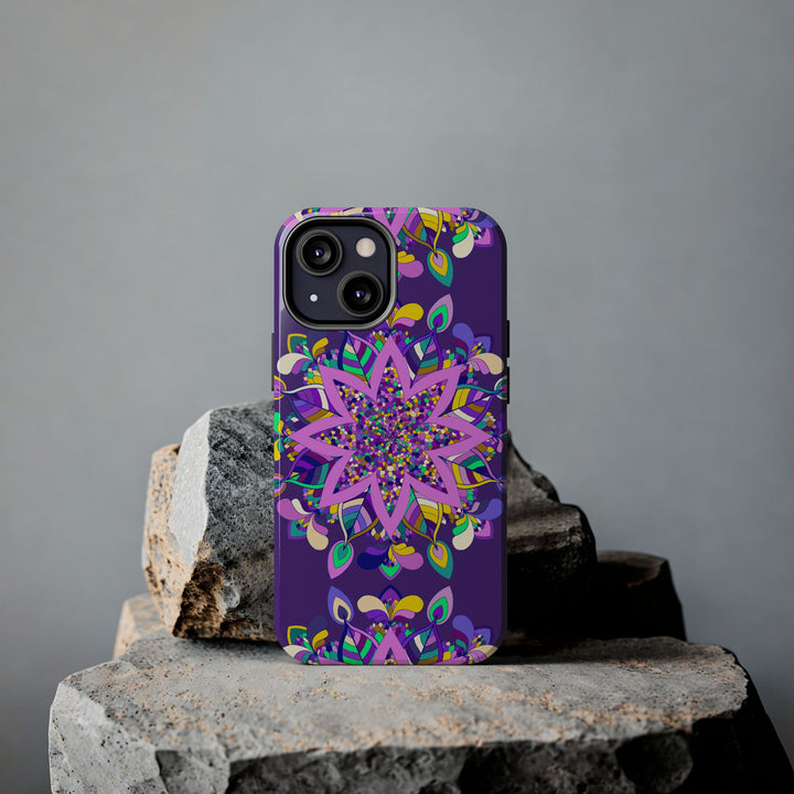 Beautiful hand drawn purple mandala art phone case designed for iPhone X/XS