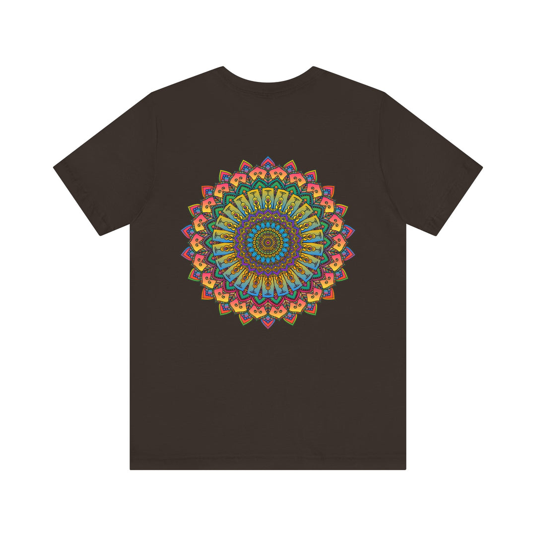 Detailed shot of Vibrant Mandala Tee - Spiritual Peace & Harmony shirt's vibrant and lasting colors