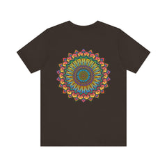 Detailed shot of Vibrant Mandala Tee - Spiritual Peace & Harmony shirt's vibrant and lasting colors