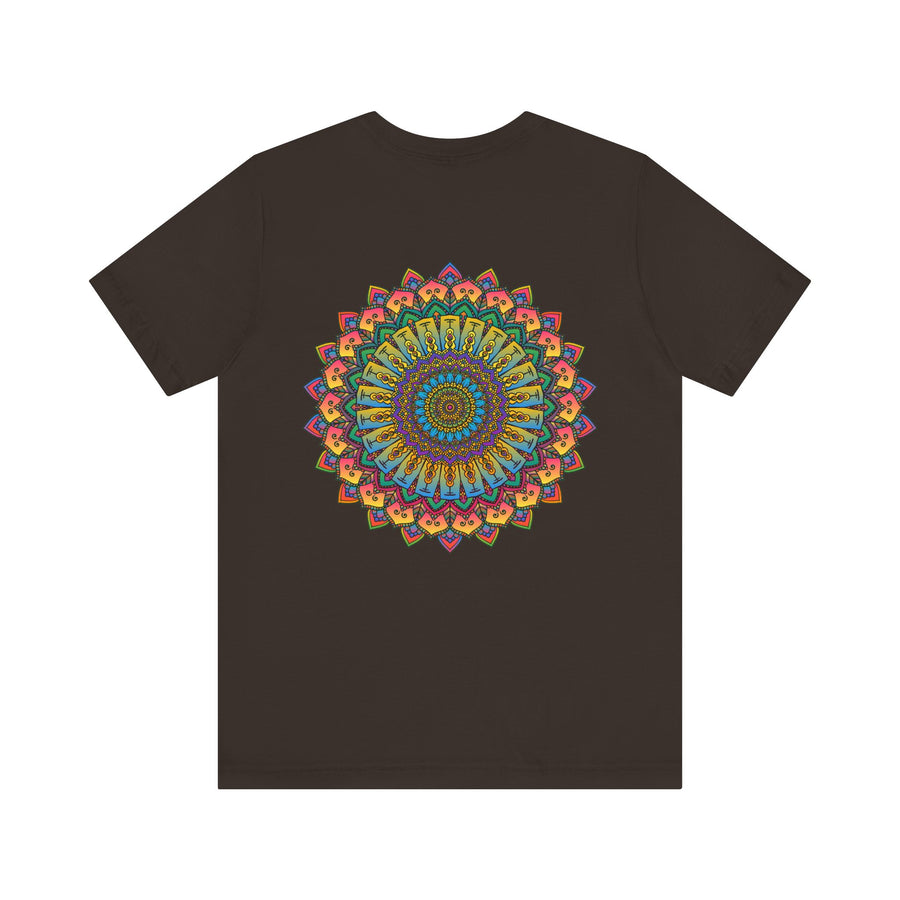 Detailed shot of Vibrant Mandala Tee - Spiritual Peace & Harmony shirt's vibrant and lasting colors