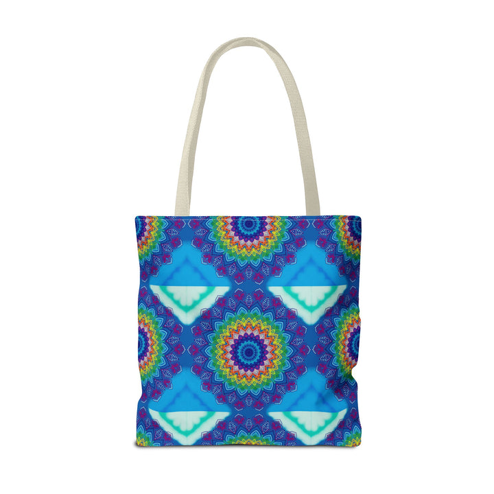 Large tote bag with a colorful mandala design, perfect for carrying all your essentials in style