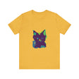 Stylish and unique Neon Black Cat Mystery T-Shirt with vibrant colors and intricate design perfect for cat lovers and mystery enthusiasts