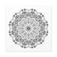 Beautiful handmade black and white mandala art on matte canvas