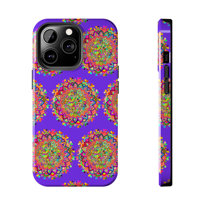 Hand drawn small purple mandala art phone case designed for iPhone X and XS