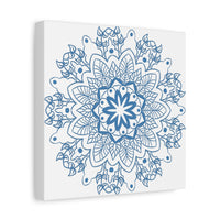 Handmade Mandala Art - Steel Blue Mandala Design Wall Art on Matte Canvas, Stretched 125 Frame - Decorative Handcrafted Home Décor Piece for Bohemian, Zen, or Spiritual Interior Themes