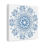 Handmade Mandala Art - Steel Blue Mandala Design Wall Art on Matte Canvas, Stretched 125 Frame - Decorative Handcrafted Home Décor Piece for Bohemian, Zen, or Spiritual Interior Themes