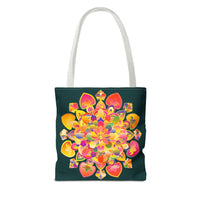 Beautiful and vibrant Mandala Lotus Tote Bag with intricate floral design