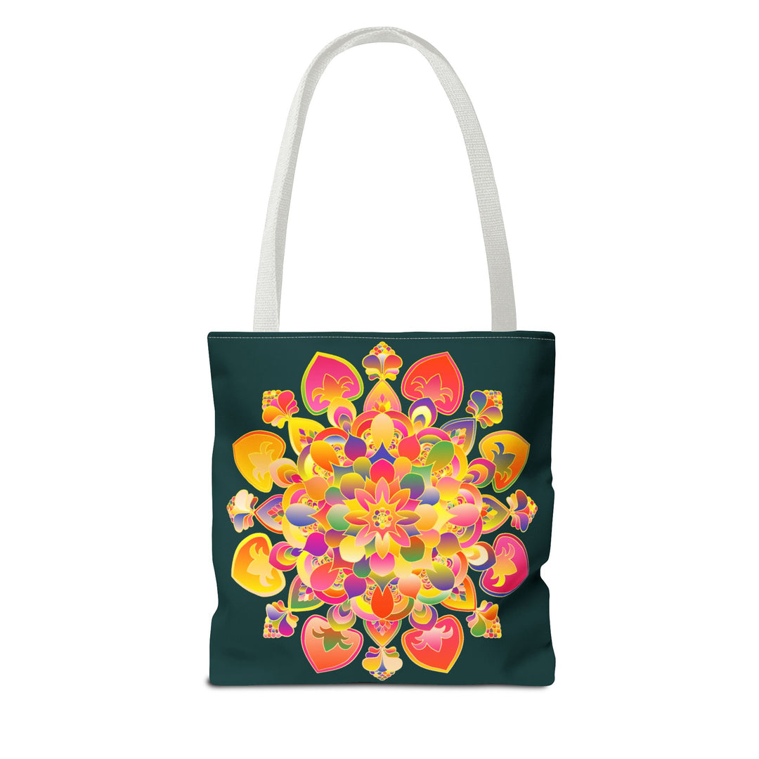 Beautiful and vibrant Mandala Lotus Tote Bag with intricate floral design