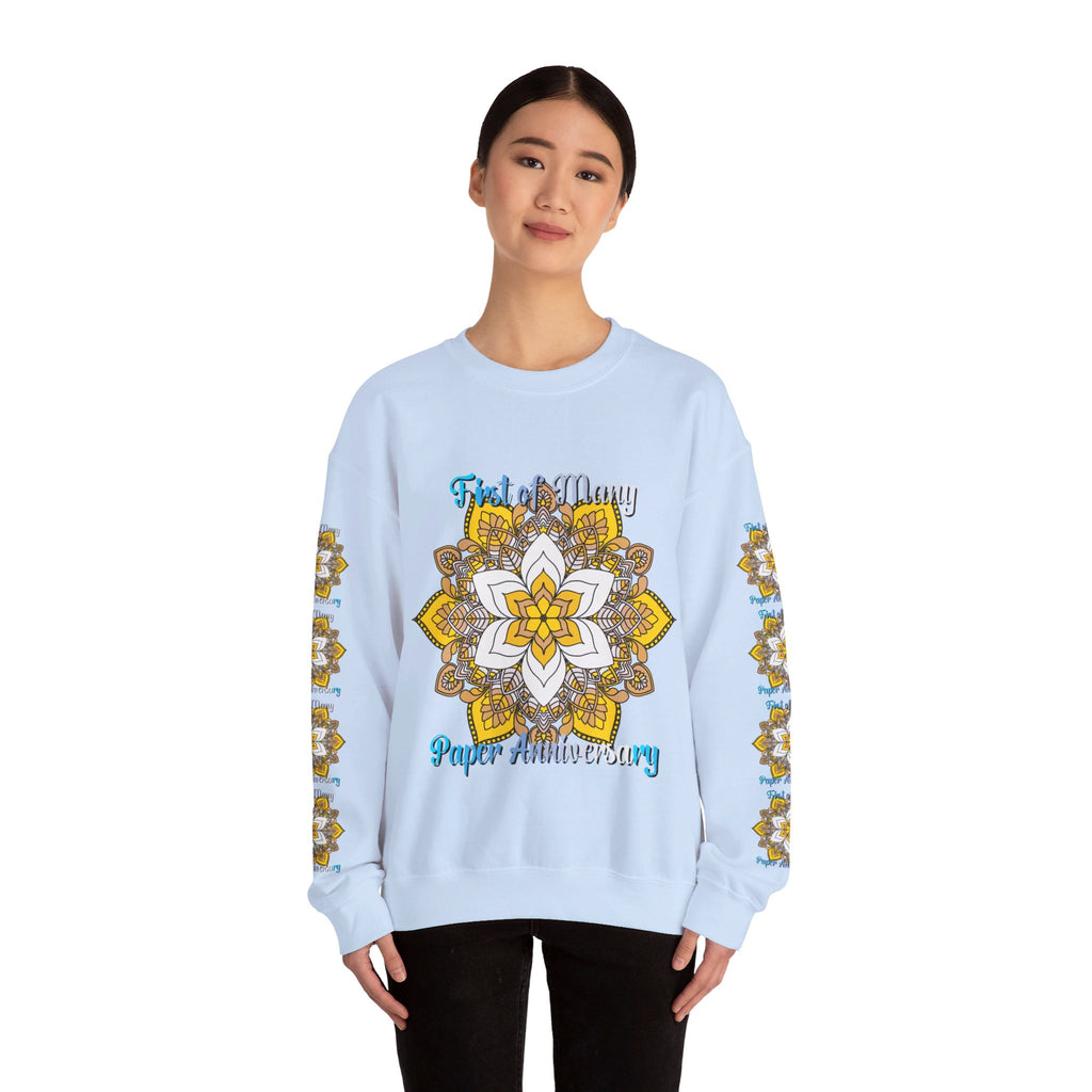 Vibrant and cozy crewneck sweatshirt with a handmade mandala design