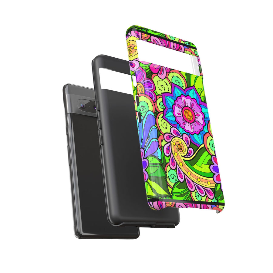 Floral Fantasy iPhone and Google Pixel Case in Bright Green Palette