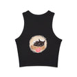Charming and cozy tank top featuring a sweet sleepy kitten