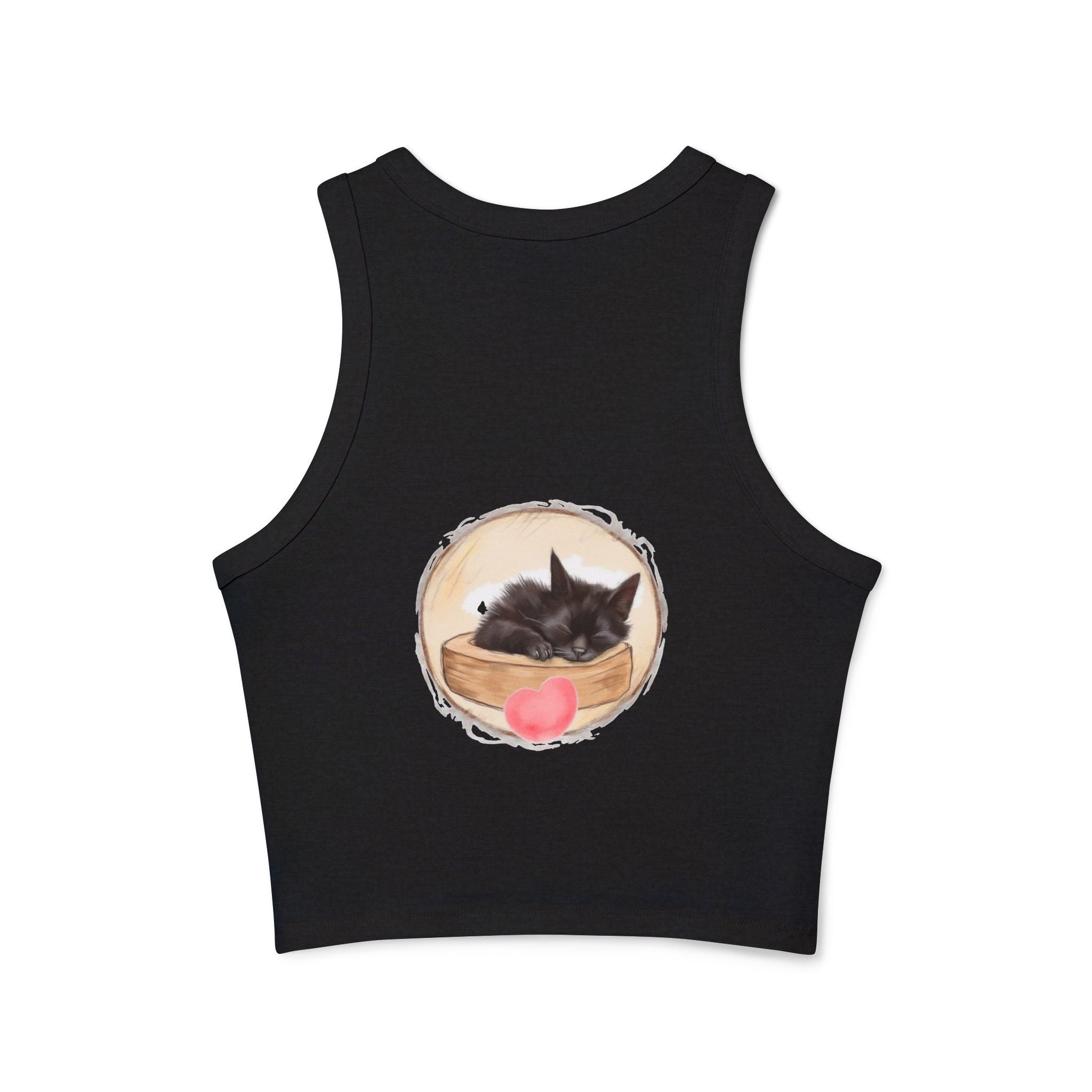 Charming and cozy tank top featuring a sweet sleepy kitten