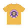 Colorful Mandala Flower T-Shirt - Spiritual Art on black cotton fabric