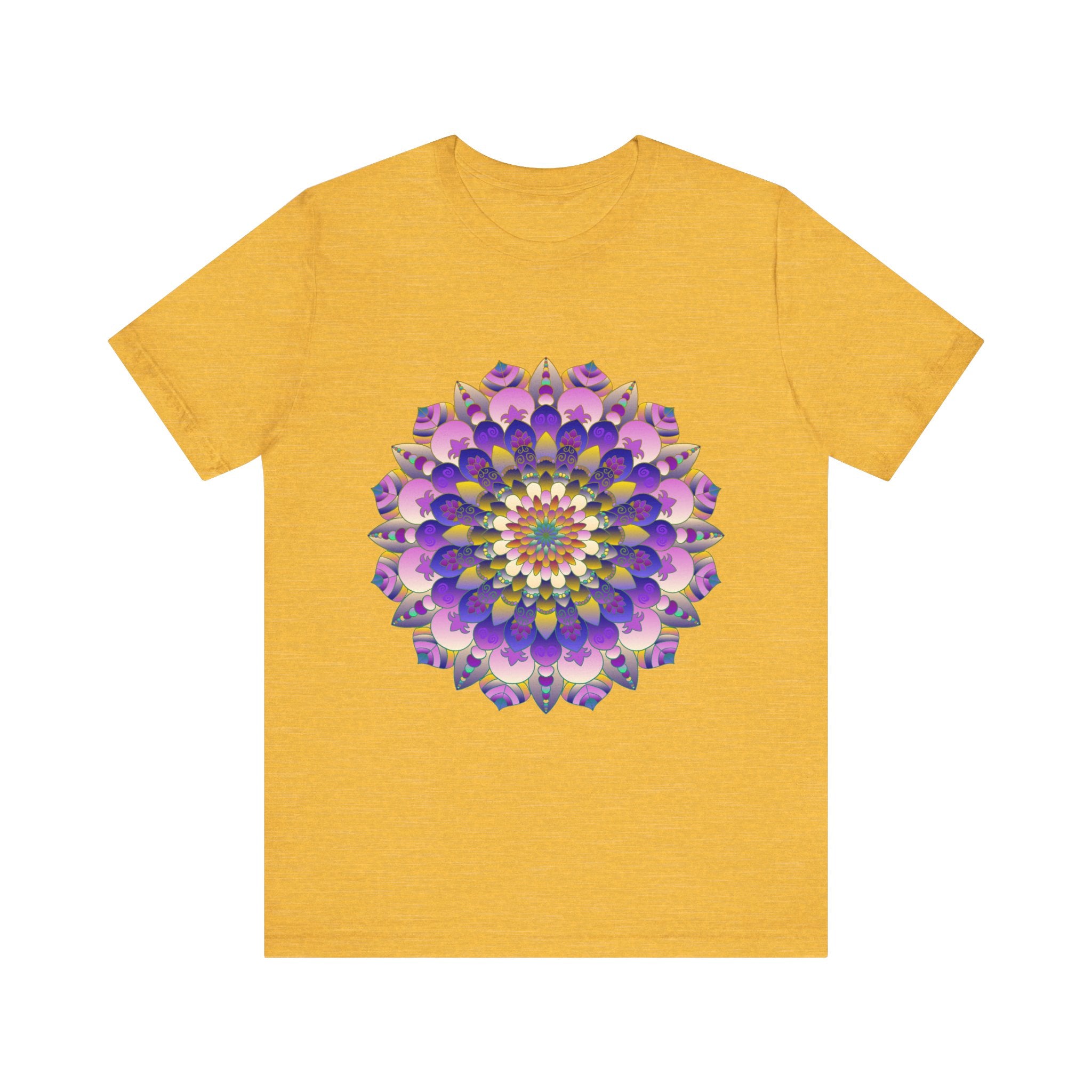 Colorful Mandala Flower T-Shirt - Spiritual Art on black cotton fabric