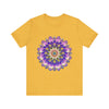 Colorful Mandala Flower T-Shirt - Spiritual Art on black cotton fabric