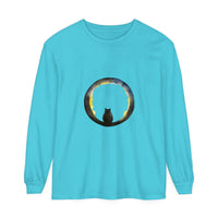 Black Cat Crescent Moon Halloween T-Shirt with spooky feline design and moon graphic on black fabric