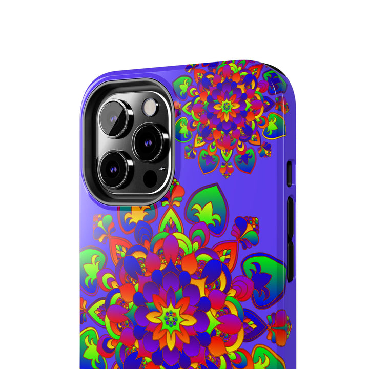 Colorful hand drawn mandala rainbow design phone case for stylish protection