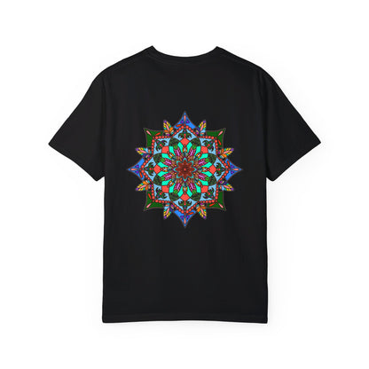 Unisex Mandala T-Shirt featuring Hand-Drawn Mandala Art, made of 100% Ring-Spun Cotton and Garment-Dyed for Extra Comfort