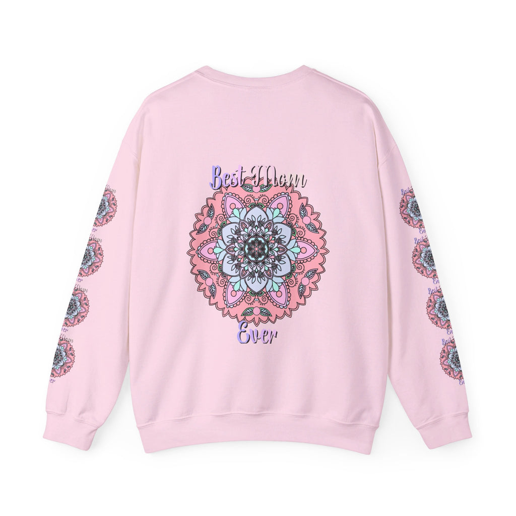 Black Unisex Heavy Blend™ Crewneck Sweatshirt with 'Best Mom Ever' design, perfect birthday gift for the special mom in your life