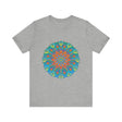 Colorful and detailed rainbow mandala tee shirt with vibrant and intricate design
