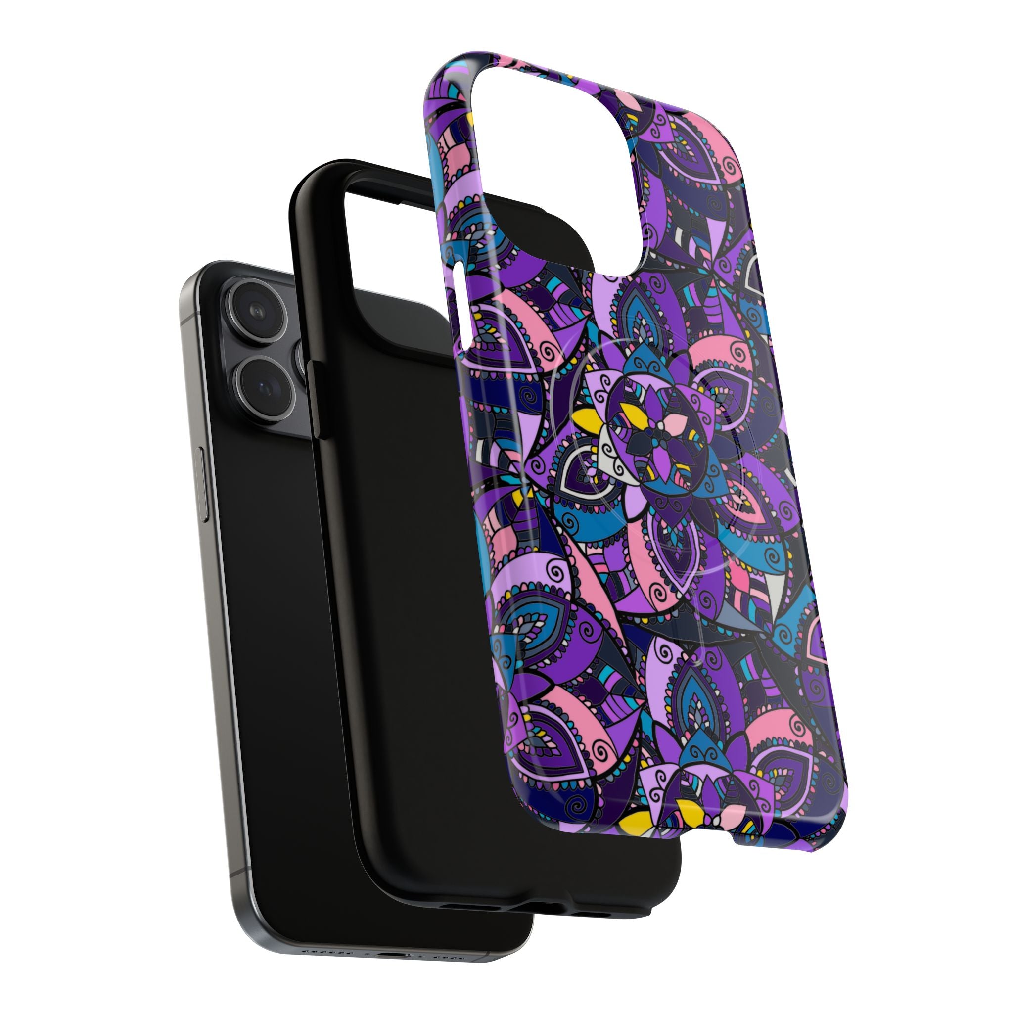 Magnetic Phone Case — Purple Mandala Floral Tough Case