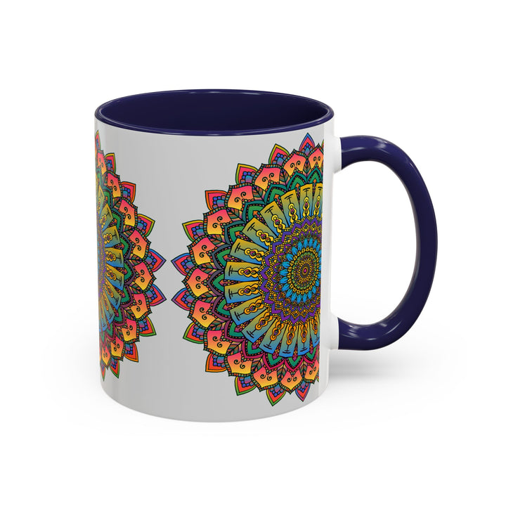 Beautiful mandala art mug featuring vibrant spiritual designs in various colors