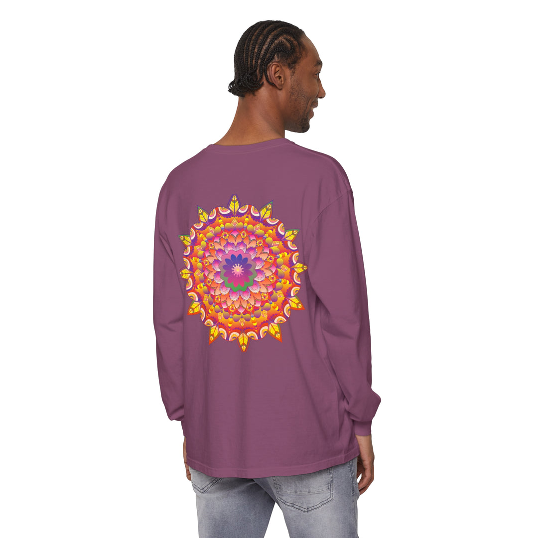 Colorful and intricate mandala design long sleeve t-shirt for all genders