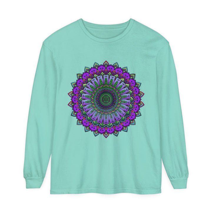 Intricate Mandala Unisex Long Sleeve T-Shirt featuring detailed mandala design in vibrant colors