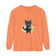 Black Cat Watercolor Long Sleeve T-Shirt with vibrant watercolor design