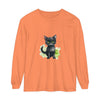 Black Cat Watercolor Long Sleeve T-Shirt with vibrant watercolor design