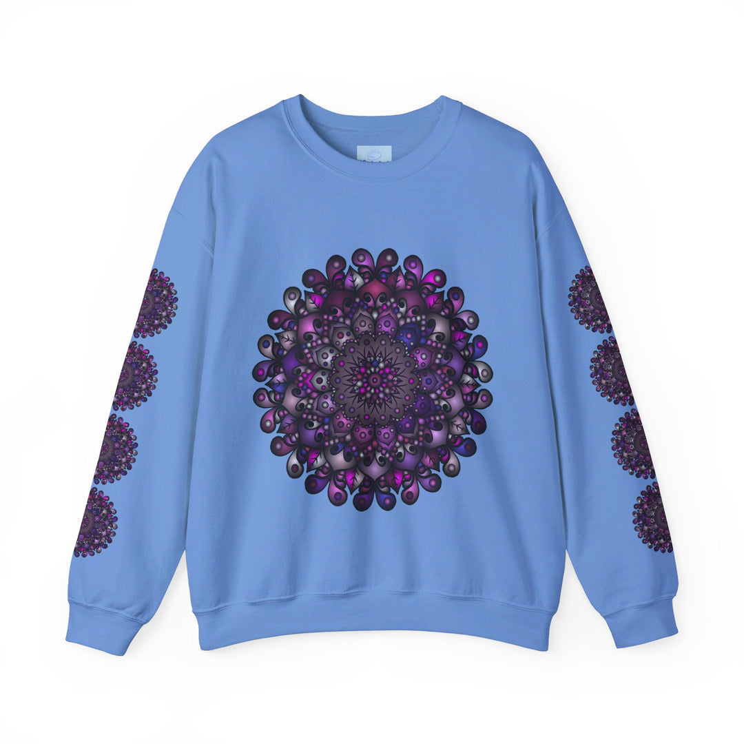 Unisex Heavy Blend™ Crewneck Sweatshirt with Purple Mandala Design, perfect for casual wear and cozy comfort during chilly weather