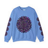 Unisex Heavy Blend™ Crewneck Sweatshirt with Purple Mandala Design, perfect for casual wear and cozy comfort during chilly weather