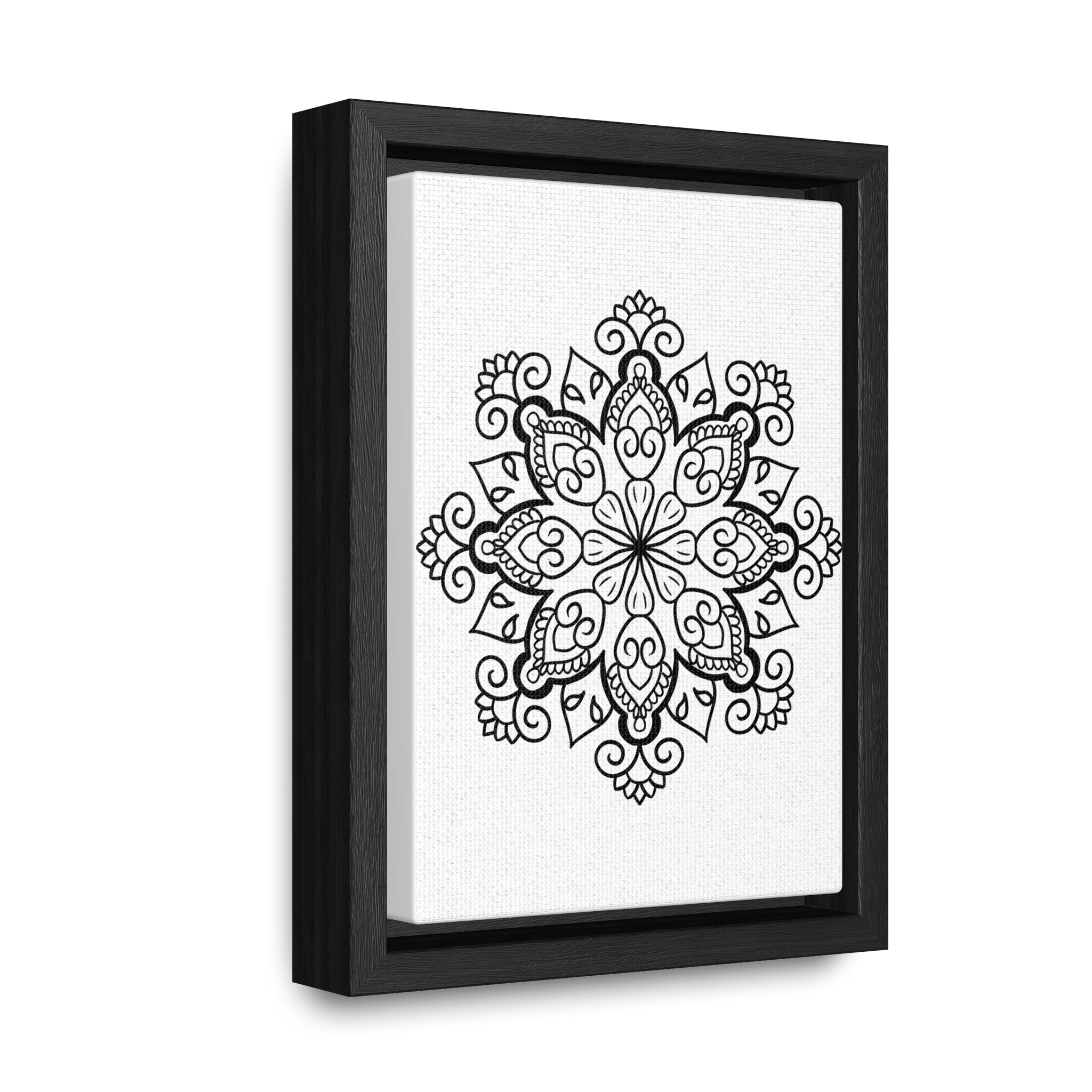 Mandala Handmade Art - Black & White Wall Art - Gallery Canvas Wraps, Vertical Frame 17