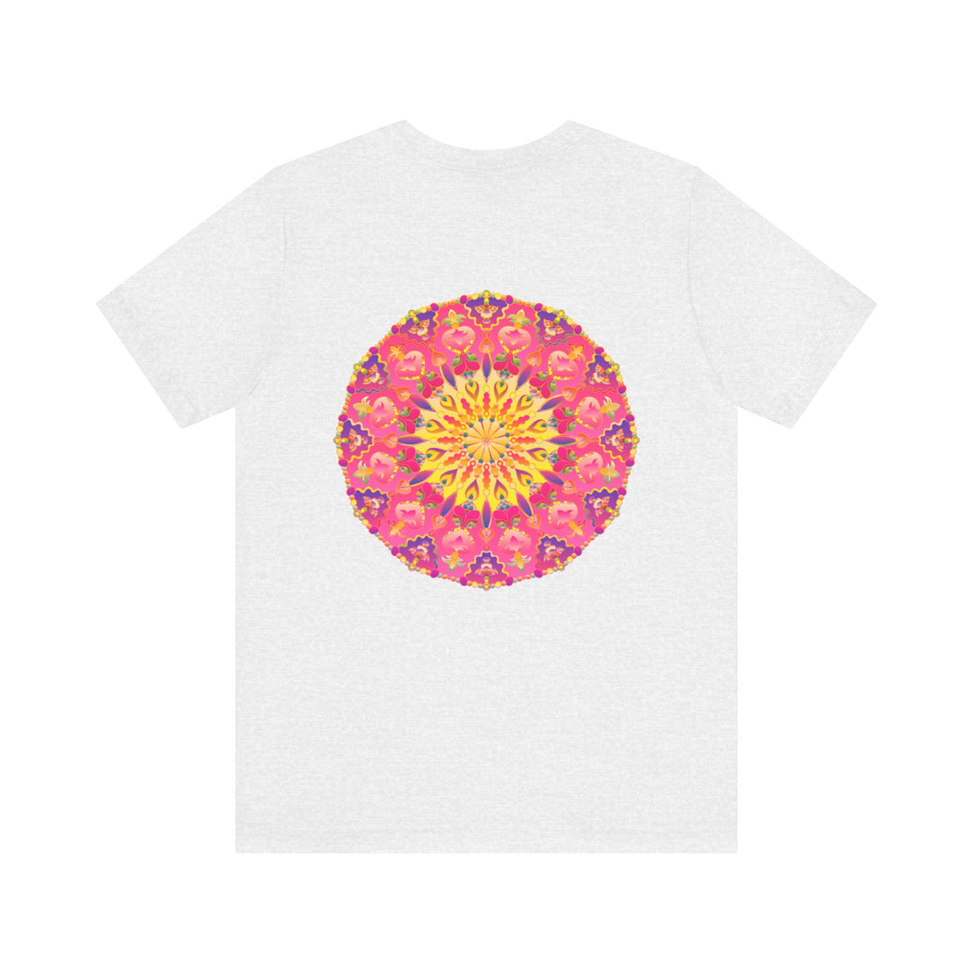 Beautiful pink and yellow mandala t-shirt representing peace and harmony