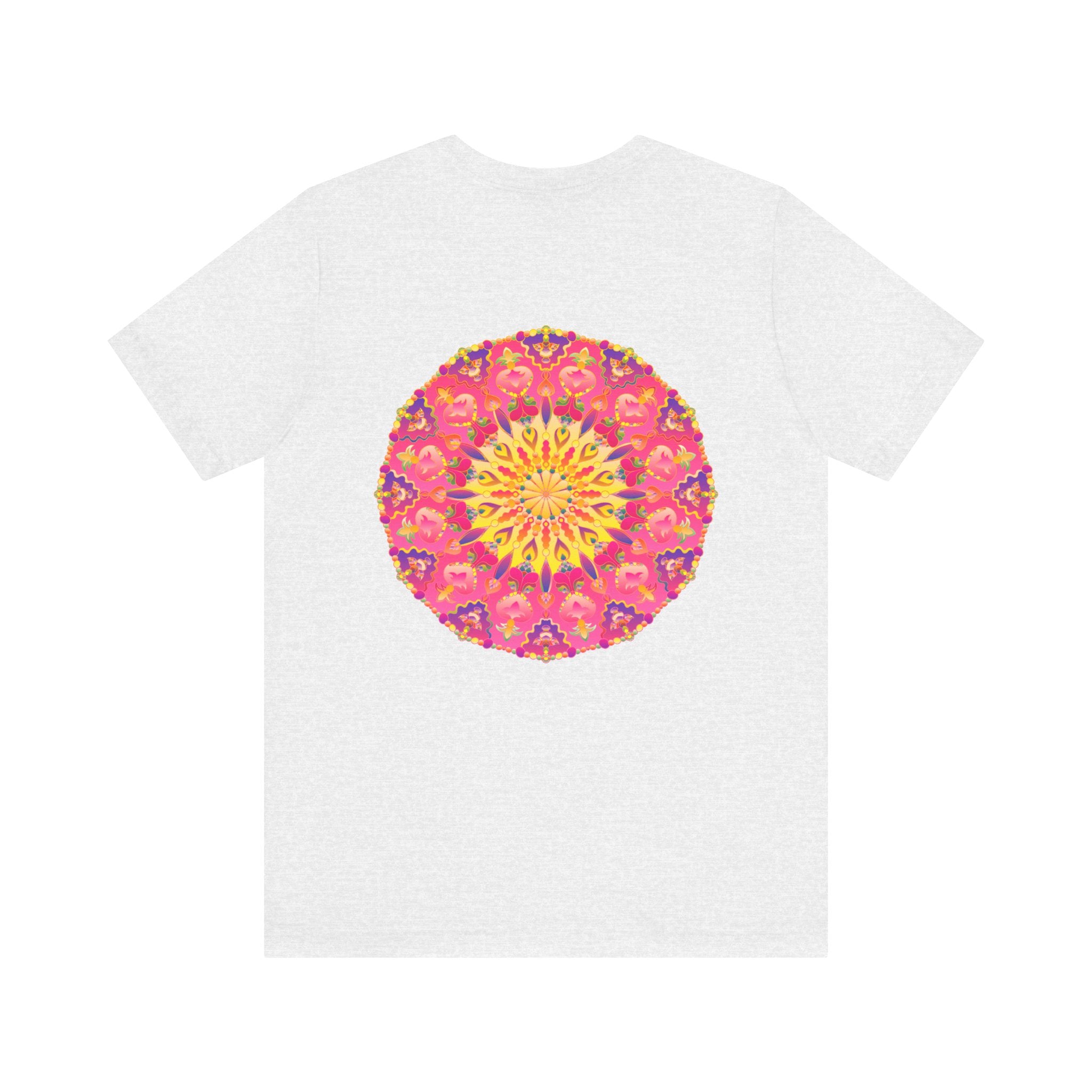 Beautiful pink and yellow mandala t-shirt representing peace and harmony