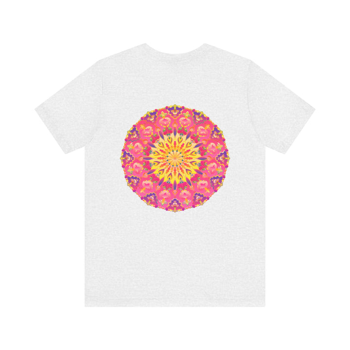 Beautiful pink and yellow mandala t-shirt representing peace and harmony