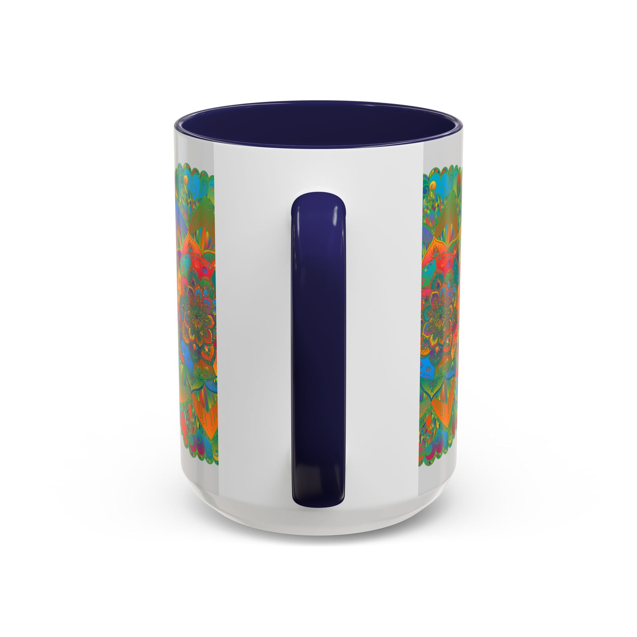 Colorful floral design mandala art mug with intricate hand-painted details