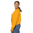 A cozy and stylish unisex heavy blend crewneck sweatshirt featuring a cute cat lounging under palm trees