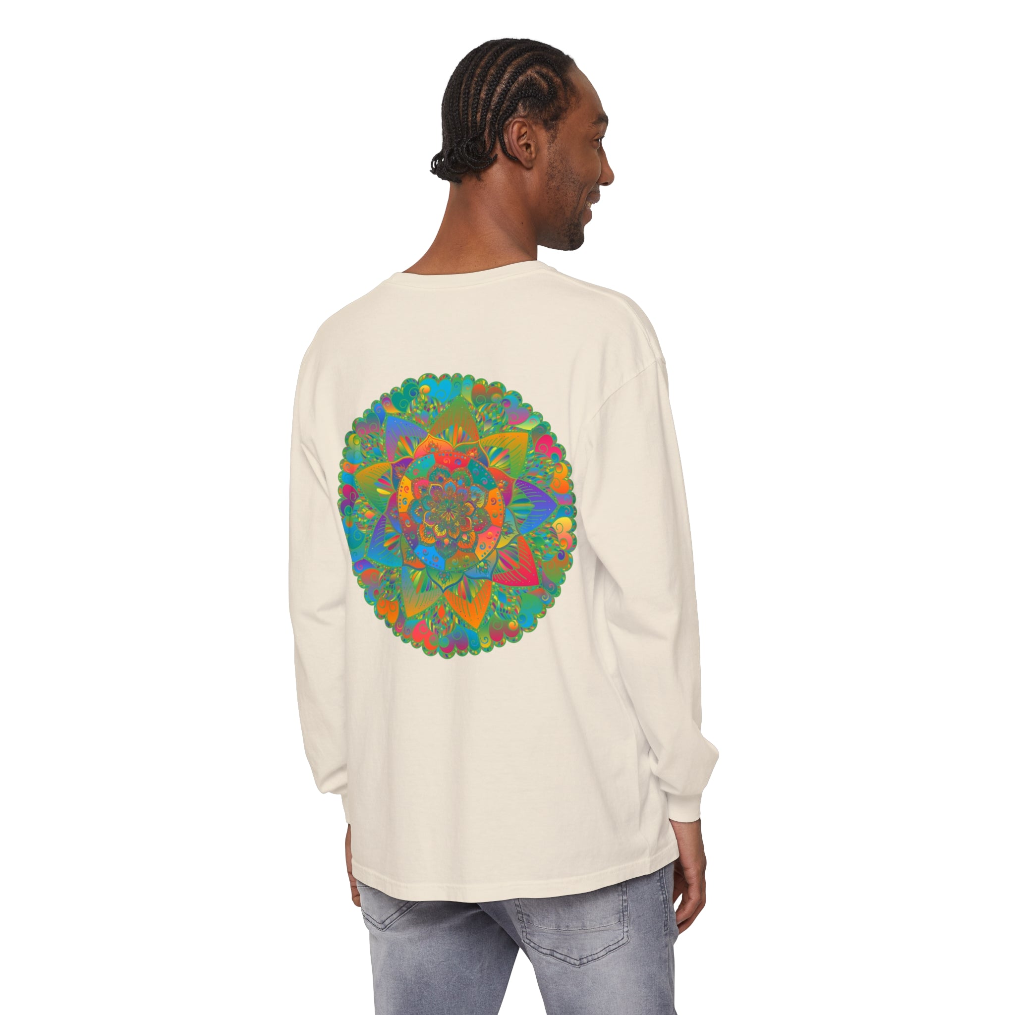 Colorful and intricate mandala design long sleeve t-shirt for all genders