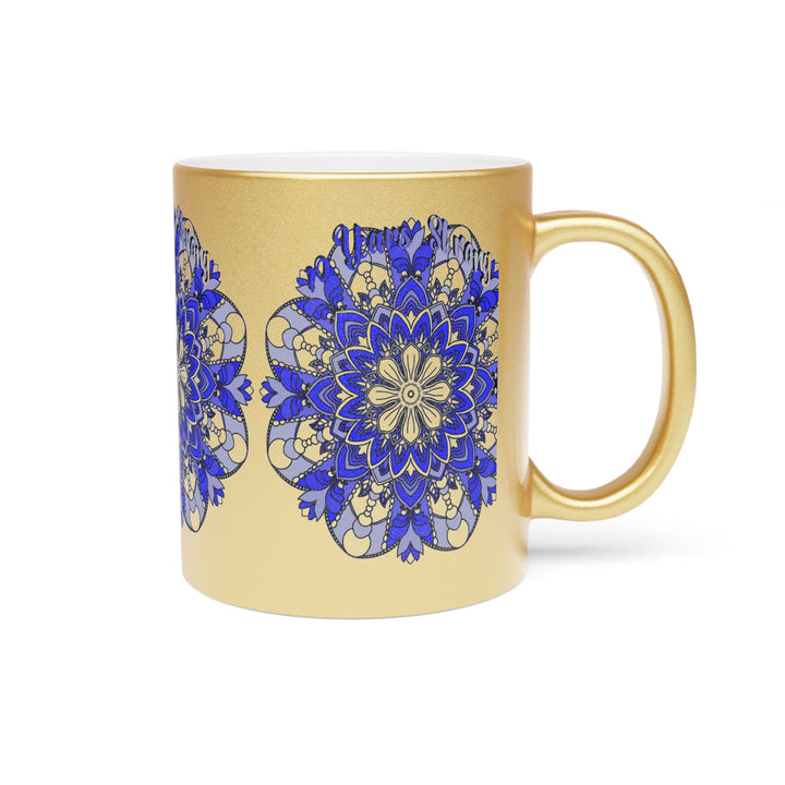 10th Anniversary Metallic Mug "10 Years Strong" - Hand Drawn Mandala Design in Gold & Silver | Perfect Tin/Aluminum Anniversary Gift - Blululi