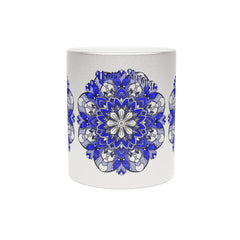 10th Anniversary Metallic Mug "10 Years Strong" - Hand Drawn Mandala Design in Gold & Silver | Perfect Tin/Aluminum Anniversary Gift - Blululi