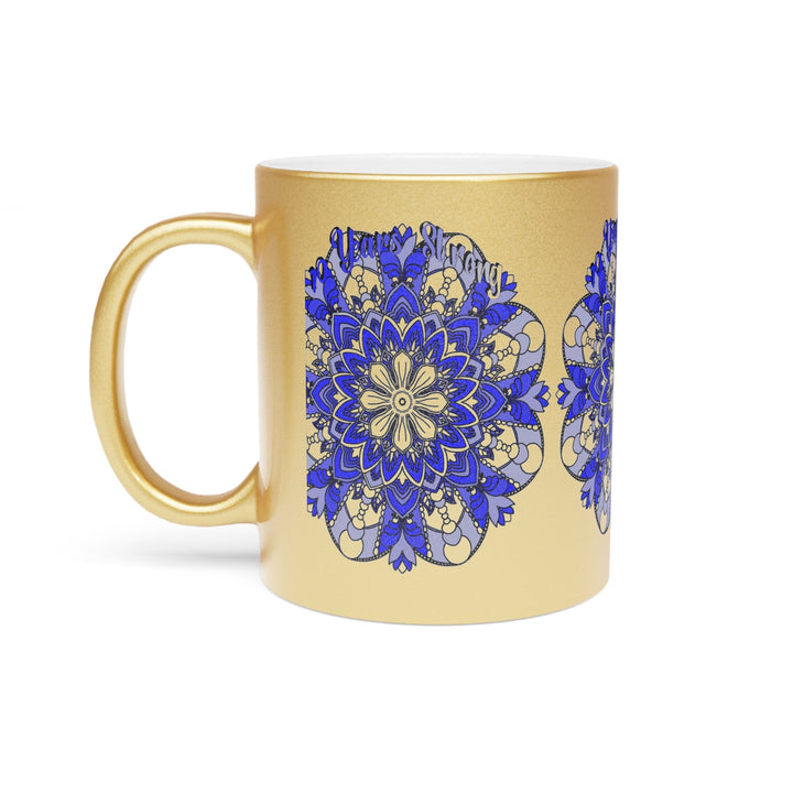 10th Anniversary Metallic Mug "10 Years Strong" - Hand Drawn Mandala Design in Gold & Silver | Perfect Tin/Aluminum Anniversary Gift - Blululi