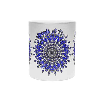 10th Anniversary Metallic Mug "A Decade of Love" - Hand Drawn Mandala Design in Gold & Silver | Perfect Tin/Aluminum Anniversary Gift - Blululi