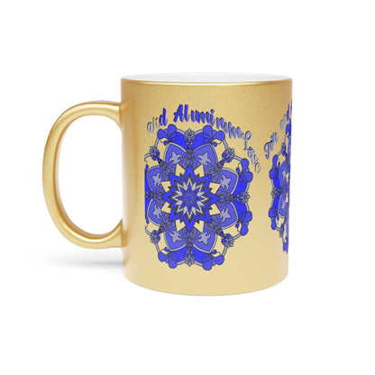 10th Anniversary Metallic Mug "Tin and Aluminum Love" - Hand Drawn Mandala Design in Gold & Silver | Perfect Tin/Aluminum Anniversary Gift - Blululi