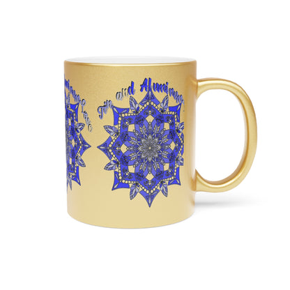 10th Anniversary Metallic Mug "Tin and Aluminum Love" - Hand Drawn Mandala Design in Gold & Silver | Perfect Tin/Aluminum Anniversary Gift - Blululi