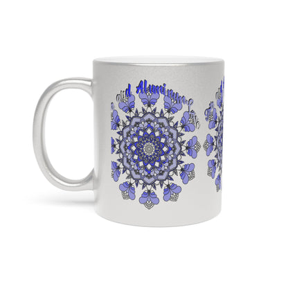 10th Anniversary Metallic Mug "Tin and Aluminum Love" - Hand Drawn Mandala Design in Gold & Silver | Perfect Tin/Aluminum Anniversary Gift - Blululi