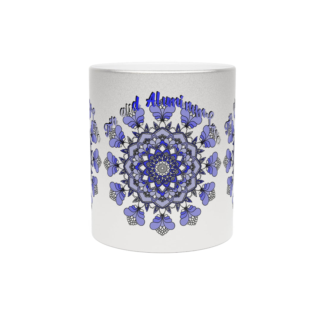 10th Anniversary Metallic Mug "Tin and Aluminum Love" - Hand Drawn Mandala Design in Gold & Silver | Perfect Tin/Aluminum Anniversary Gift - Blululi