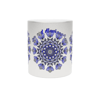 10th Anniversary Metallic Mug "Tin and Aluminum Love" - Hand Drawn Mandala Design in Gold & Silver | Perfect Tin/Aluminum Anniversary Gift - Blululi