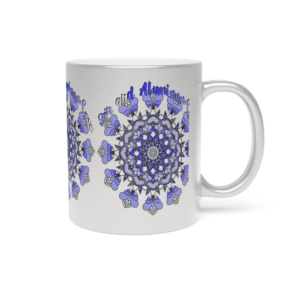 10th Anniversary Metallic Mug "Tin and Aluminum Love" - Hand Drawn Mandala Design in Gold & Silver | Perfect Tin/Aluminum Anniversary Gift - Blululi